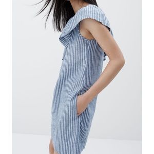 Madewell striped linen one shoulder shift dress
